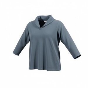 pure jill Blue Textured Shawl Collar Pullover Top‎ Women's Size 2x plus Jadeite